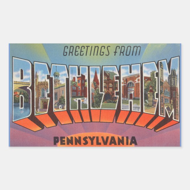 Pennsylvania, Sheet of 4 Bethlehem Stickers (Front)