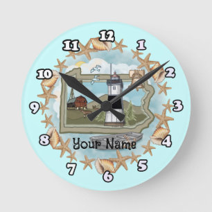 Pennsylvania Shell Lighthouse Round Clock
