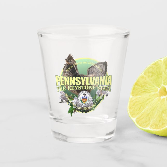 Pennsylvania State Bird & Flower Shot Glass (Front)