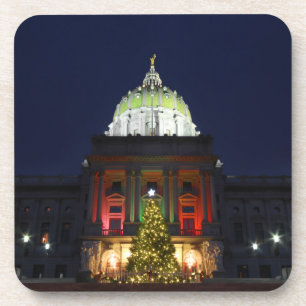 Pennsylvania State Capitol Christmas Tree Lights Coaster