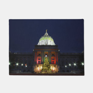 Pennsylvania State Capitol Christmas Tree Lights Doormat