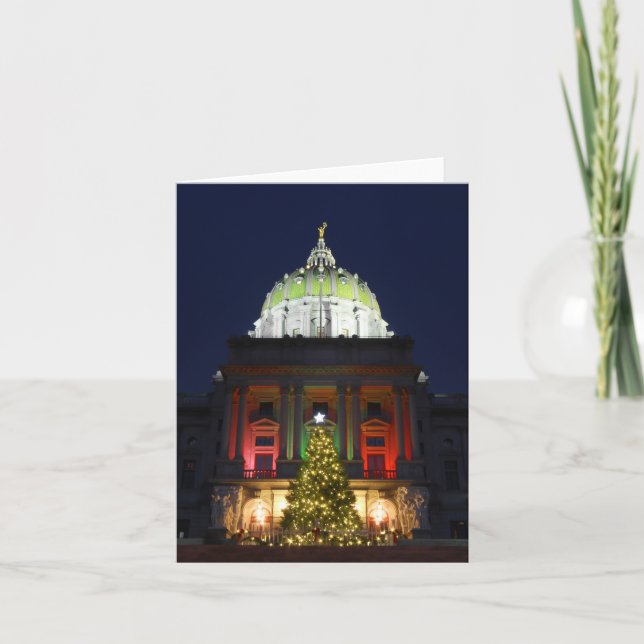 Pennsylvania State Capitol Christmas Tree Lights Holiday Card (Front)