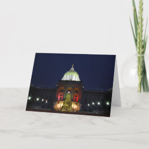 Pennsylvania State Capitol Christmas Tree Lights Holiday Card