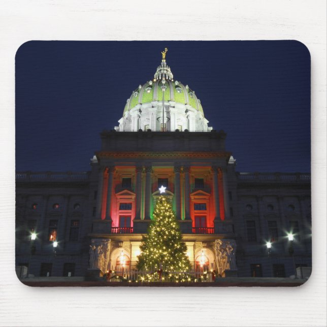 Pennsylvania State Capitol Christmas Tree Lights Mouse Pad (Front)