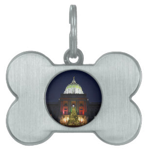 Pennsylvania State Capitol Christmas Tree Lights Pet ID Tag
