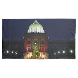 Pennsylvania State Capitol Christmas Tree Lights Pillowcase