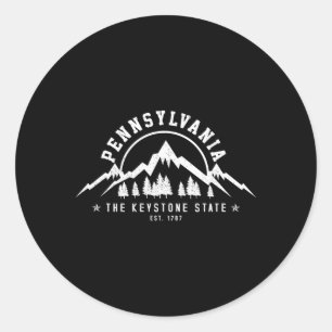 Pennsylvania State Est 1787 Mountains Classic Round Sticker