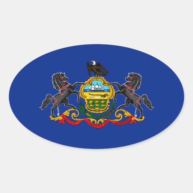 Pennsylvania State Flag Design Oval Sticker (Front)