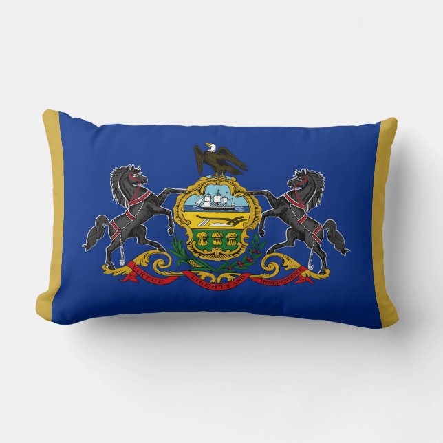 Pennsylvania State Flag Print Patriotic Lumbar Cushion (Front)