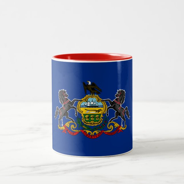 Pennsylvania State Flag Two-Tone Coffee Mug (Center)