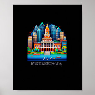 Pennsylvania State In Usa Sticker1 Poster