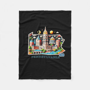 Pennsylvania State In Usa Sticker Fleece Blanket