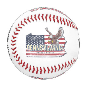 Pennsylvania State Map United States Vintage USA Baseball