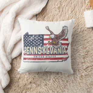 Pennsylvania State Map United States Vintage USA Cushion