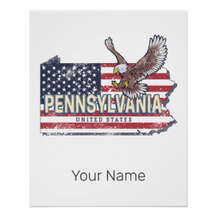 Pennsylvania State Map United States Vintage USA Poster
