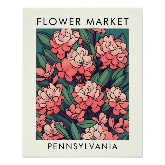 Pennsylvania State Mountain Laurel Flower Market Poster (Front)