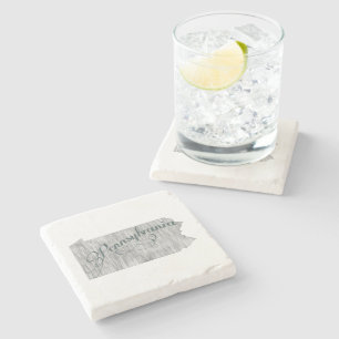 Pennsylvania State Typography Stone Coaster