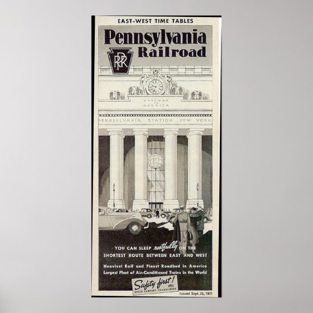 Pennsylvania Station New York ,Timetable 1941 Poster (Front)