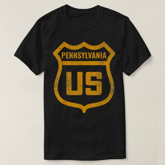 Pennsylvania - US highway distressed weathered loo T-Shirt (Design Front)