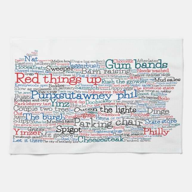 Pennsylvania USA Slang Word Art Map Tea Towel (Horizontal)