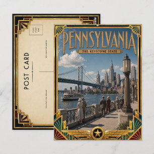 Pennsylvania Vintage Art Deco Golden Age Postcard