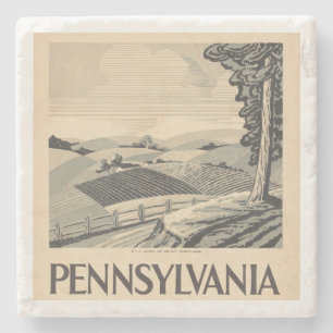 Pennsylvania - Vintage WPA Poster - Farm and Field Stone Coaster