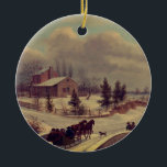 Pennsylvania Winter Scene by Birch: Ceramic Ornament<br><div class="desc">Thomas Birch's beautiful painting from 1842 is presented here. Winter is communicated, quite strongly. The work calls out. It’s not just a simple painting. It feels like a winter’s day. Cold, beauty, and life in the 1800s- all seem to be communicated here. Buy as is or add text. Public domain...</div>