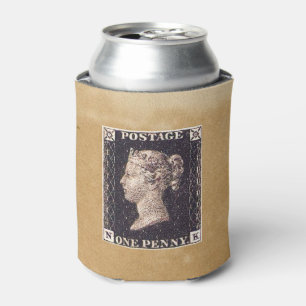 Penny Black Postage Stamp Can Cooler