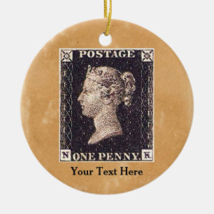 Penny Black Postage Stamp Ceramic Ornament