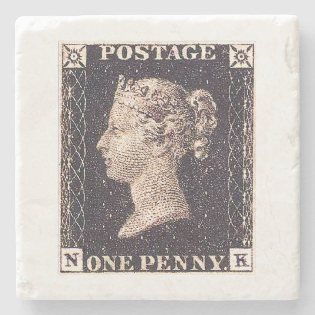 Penny Black Postage Stamp Stone Coaster (Front)