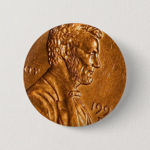 Penny Cents Copper Lincoln 6 Cm Round Badge