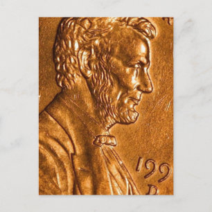 Penny Cents Copper Lincoln Postcard