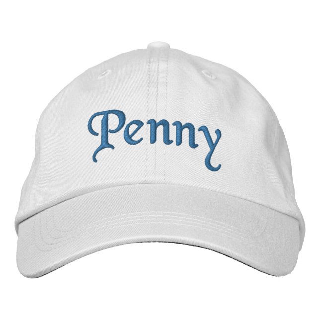 Penny Embroidered Baseball Cap / Hat Blue (Front)