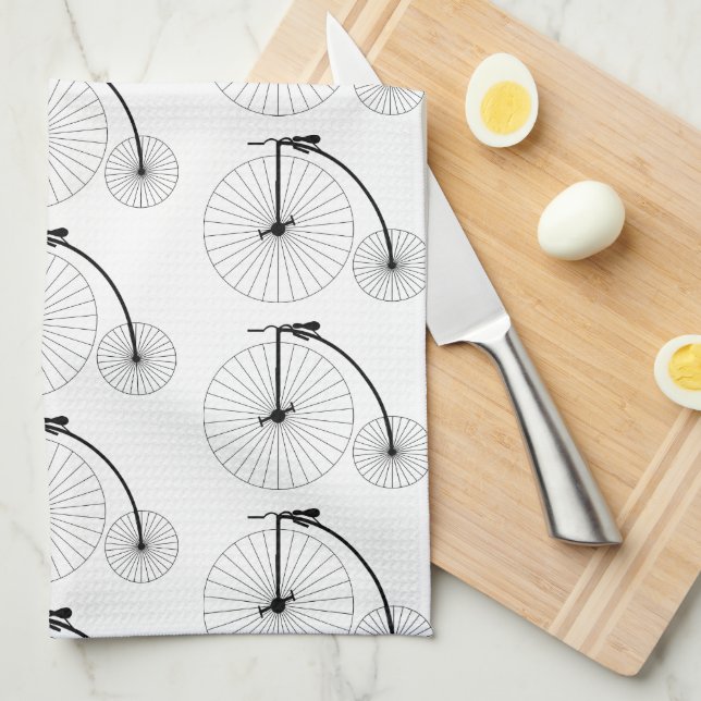 Penny Farthing Bicycle Design Tea Towel (Quarter Fold)