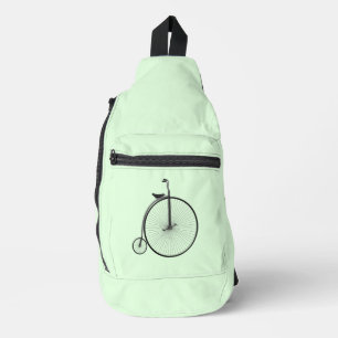 Penny-Farthing High-Wheel Antique Bicycle on Mint Sling Bag