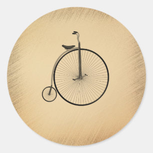 Penny-Farthing High-Wheel Antique Bicycle Rustic Classic Round Sticker