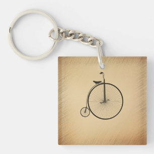 Penny-Farthing High-Wheel Antique Bicycle Rustic Key Ring