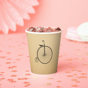 Penny-Farthing High-Wheel Antique Bicycle Rustic Paper Cups