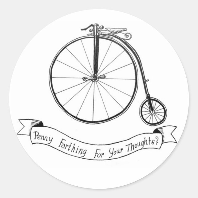Penny Farthing Illustration Classic Round Sticker (Front)