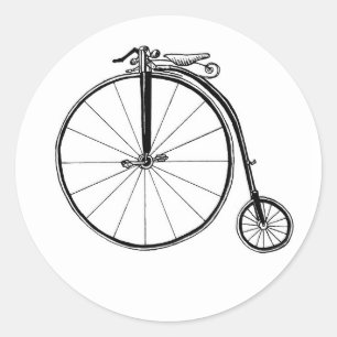 Penny Farthing Vintage Bicycle Illustration Classic Round Sticker