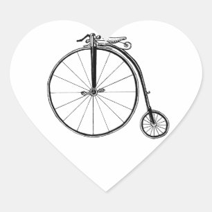Penny Farthing Vintage Bicycle Illustration Heart Sticker
