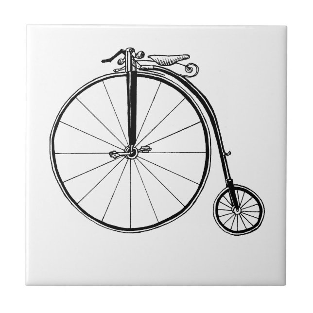 Penny Farthing Vintage Bicycle Illustration Tile (Front)