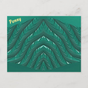 PENNY ~ Glossy Postcard 3D Green Zany