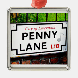 Penny Lane sign from the city of Liverpool England Metal Tree Decoration