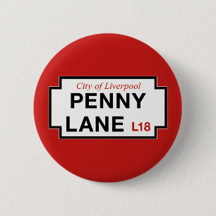 Penny Lane, Street Sign, Liverpool, UK 6 Cm Round Badge