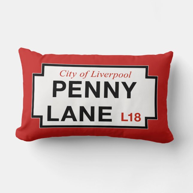 Penny Lane, Street Sign, Liverpool, UK Lumbar Cushion (Front)