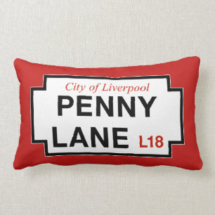 Penny Lane, Street Sign, Liverpool, UK Lumbar Cushion