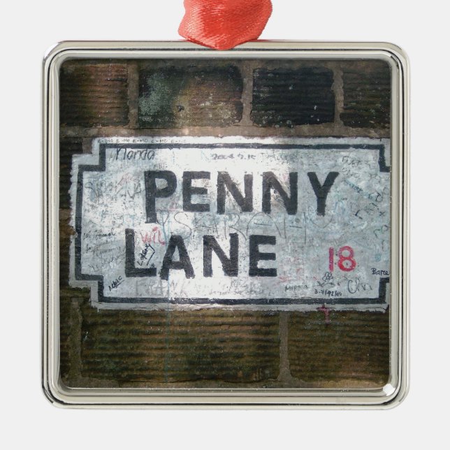 Penny Lane Street Sign, Liverpool UK Metal Ornament (Front)