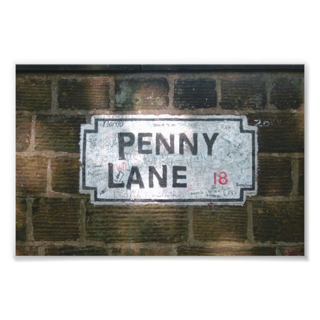 Penny Lane Street Sign, Liverpool UK Photo Print (Front)