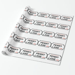 Penny Lane, Street Sign, Liverpool, UK Wrapping Paper